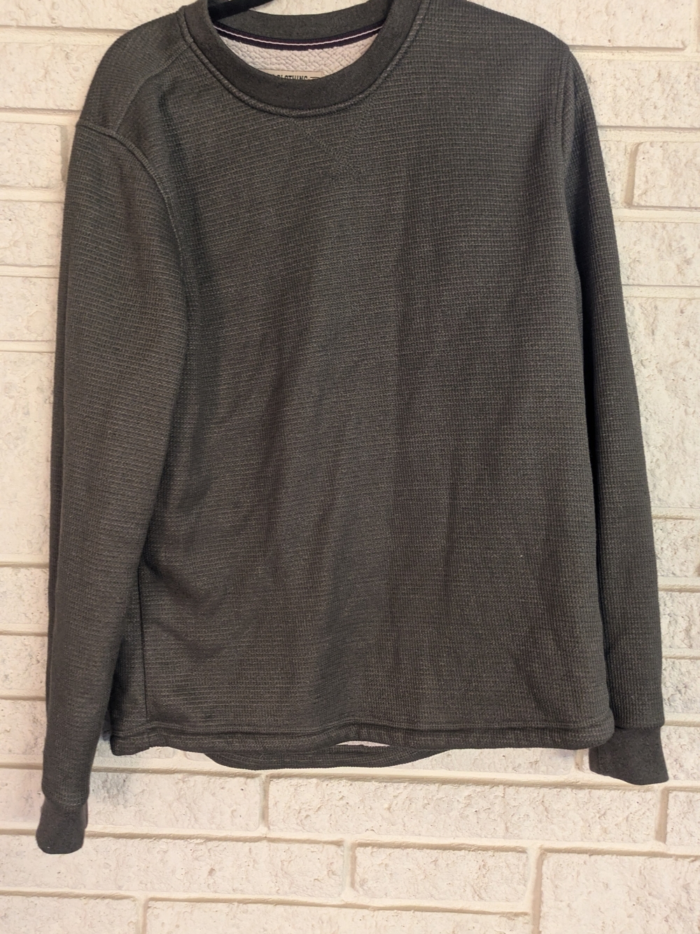 Men's M Crewneck Thermal Long Sleeve Shirt - Olive Green